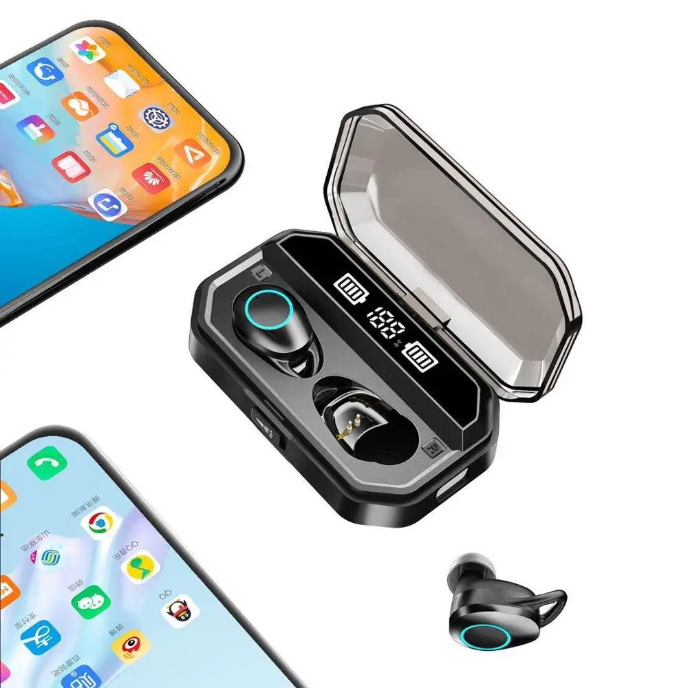 Upgraded G02 TWS V5.0 Bluetooth Stereo Earphone Wireless IPX7 Touch Earbuds Headset 3300mAh Battery LED Display Type-c Charge