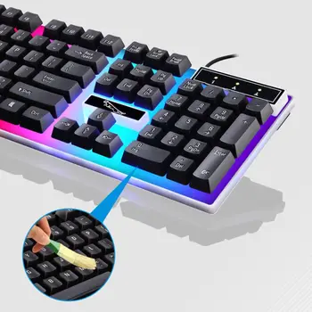 

G21B USB Wired 104 Keys Keyboard Mouse Set Rainbow-Color Backlight for Laptop Computer PC