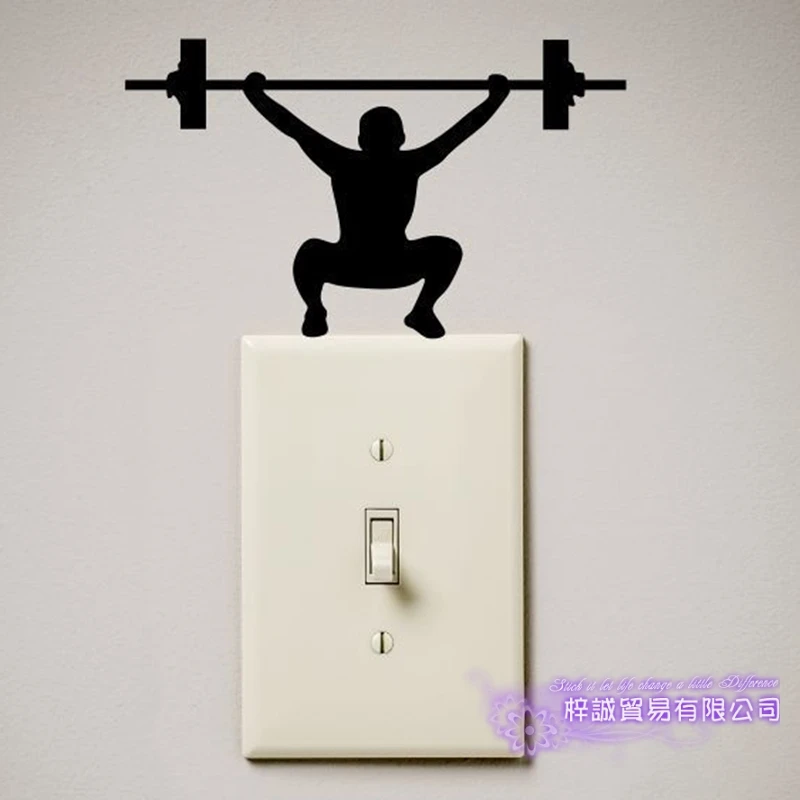 

Weightlifting Funny Switch Sticker Power Decal Posters Vinyl Wall Decals Decor Mural Funny Switch Decal
