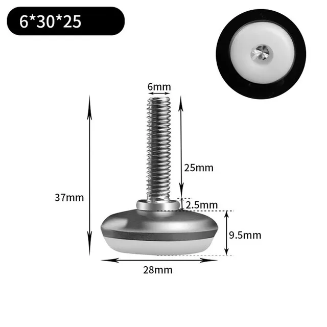 2/4/8Pcs Metal Furniture Legs Anti-slip Base Coffee Table Cabinet Leg Pad M6 M8 M10 Adjustable Leveling Feet Leveler 15mm-40mm 30mm  M6x25mm