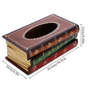 

Tray - Retro Painted Wooden Antique Book Box Tissue Box Tissue Holder Table Napkin Holder Wooden Crafts Home Decoration