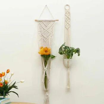 

Hand Knitting Natural Cordage Plant Hanger Basket Flower Pot Hanging Basket Rope Holder String Wall Home Garden Balcony Decor