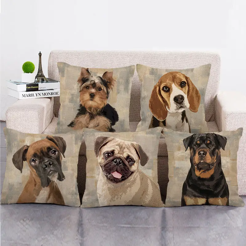 Pillow Case Dog Cushion Covers Textile Pillowcases Dogs Linen Pillow Cases Dogs Cushion