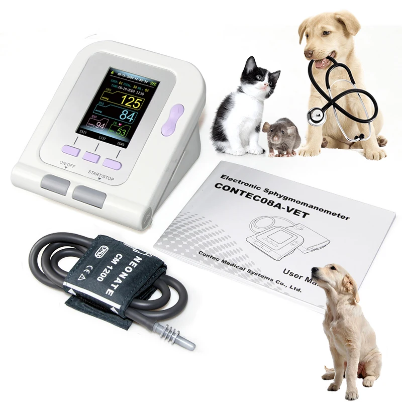 Wondcon цифровой Ветеринарный монитор кровяного давления NIBP SpO2 с 5 манжетами в форме
