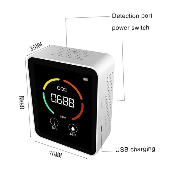 Hordozható Szén-Dioxid-Detektor Multifunkcionális 3-In-1 Hőmérsékleti Páratartalom-Monitor Az Otthoni Iroda Sec88-Hoz - Image 2