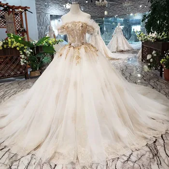 

BGW 21226ht Special Wedding Dress With Train Off Shoulder Boat Neck Bridal Dress Gown Free Shipping Vestido De Noiva Princesa