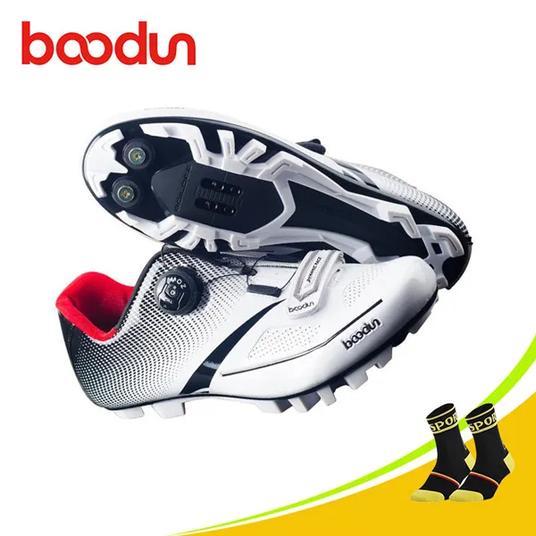 BOODUN mtb велосипедная Обувь zapatillas hombre профессиональные самозакрывающиеся велосипедные кроссовки MTB велосипедная обувь Нескользящая велосипедная Обувь Sapato - Цвет: White shoes for sock
