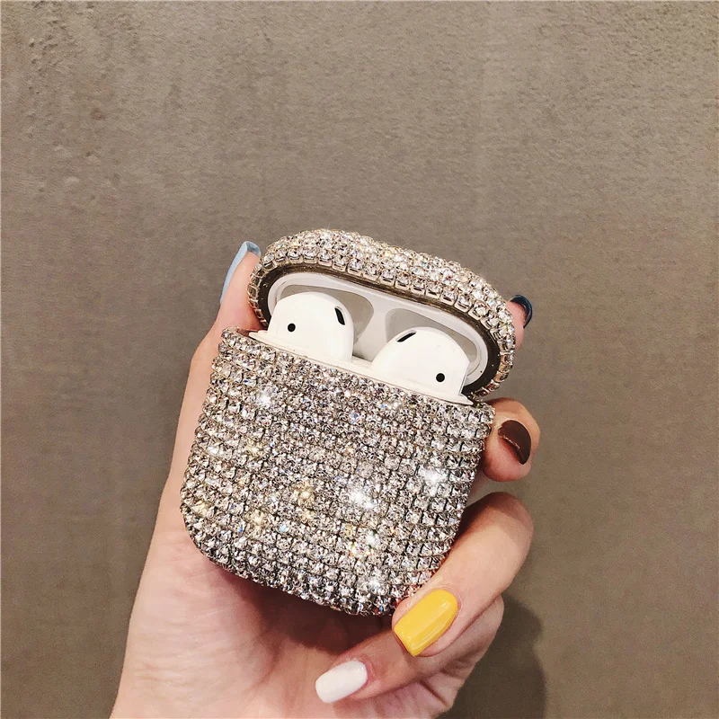 Luxury 3D Bling Glitter Diamonds Hard Case for Airpods Airpod 2 1 Wireless Bluetooth Earphone Protective Cover Cute for Air Pods
