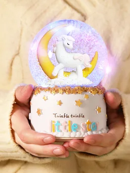 

Projection Glass Crystal Ball Music Box Music Snowflake Carousel Girl Creative Birthday Gift snow globe