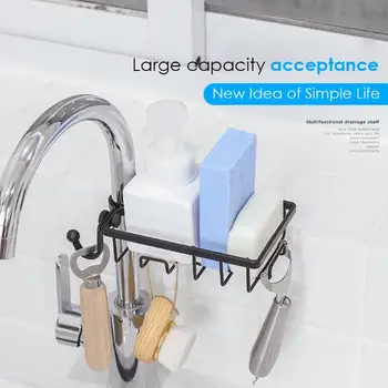

New Stainless Steel Faucet Storage Racks Adjustable Sink Rag Sponge Draining Rack Kitchen Bathroom Soap Storage Holders Shelves