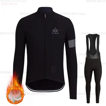 

RAUDAX 2020 New Men Winter Fleece Warm Clothes Jersey Set Long sleeve windproof cycling jersey Maillot ciclista 19D Gel Pad