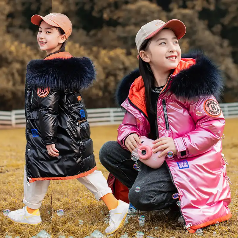女の子の冬のジャケットニューキッズ服子供防寒着パーカーフード付き光沢のある上着十代の服少女ダウンコート5 12year ダウン パーカー Aliexpress