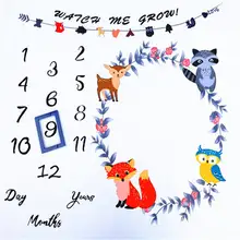 Newborn Fox Monthly Growth Blanket Photo Photography Props Baby Milestone Blanket Photo Background Photography Props 100x120cm