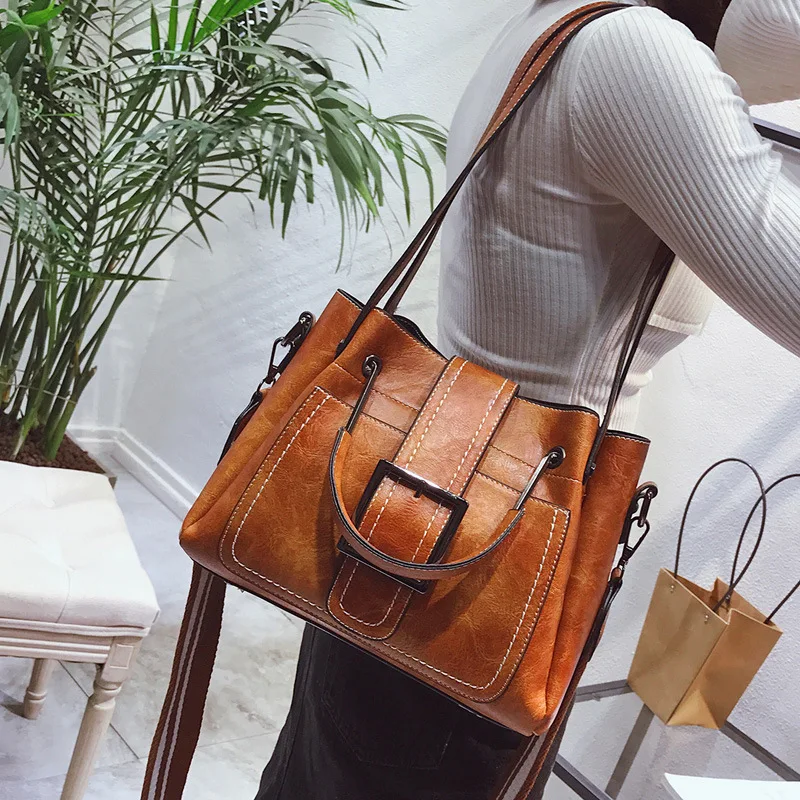 

Bag Woman Bucket Package Width Straps Single Shoulder Package Oblique Satchel Portable Woman Package