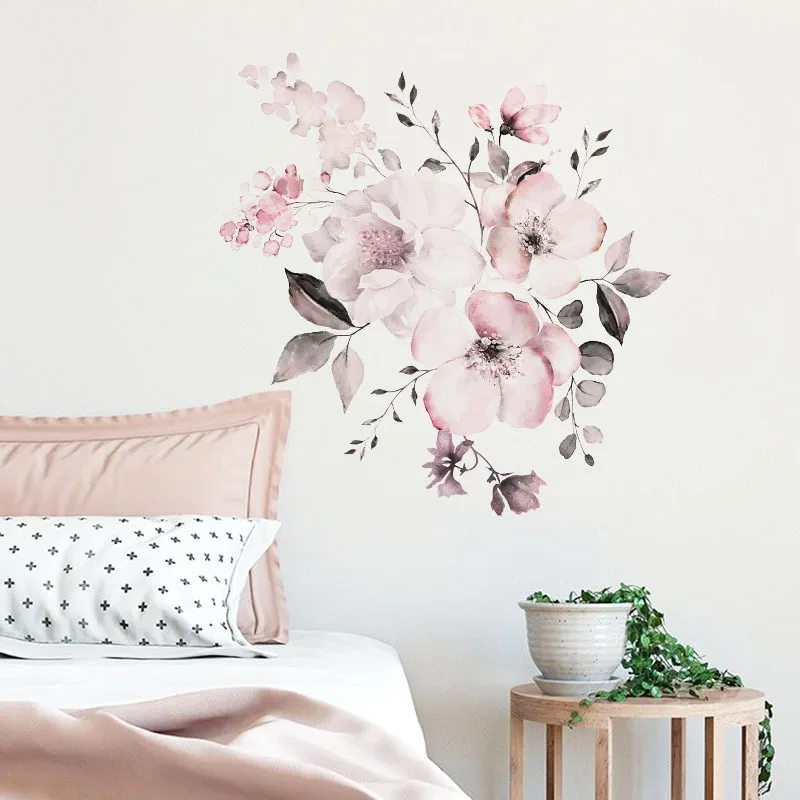 

Rose flower water color Wall stickers room decor living room mural home decor stickers flower cluster stickers wallpaper