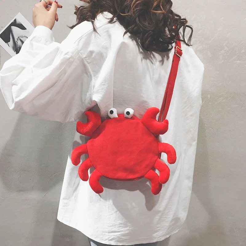

INS Super Fire Canvas Bag Women's 2019 Spring New Style Korean-style Cute Crab Shoulder Bag Mini Shoulder Bag