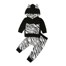 Новая осенне-зимняя одежда для новорожденных мальчиков и девочек футболка с капюшоном и длинными рукавами топ+ штаны комплект одежды для малышей, США