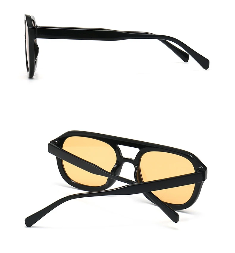 square sunglasses 2021 Classic Pilot Sunglasses Women Vintage Yellow Lens Fashionable Sunglass Female Candy Color 70s Glasses Eyewears ladies sunglasses