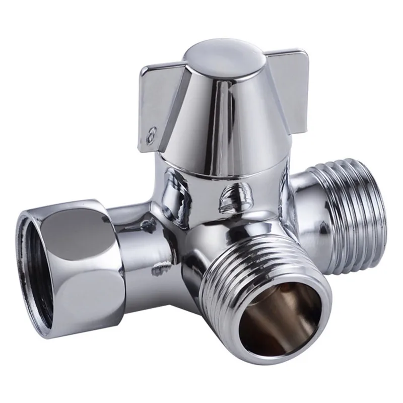 3-Way Diverter, Tee Joint Copper Handheld Shower and Shower Head Arm Bathroom Showering Splitter Valve Sink Faucet Hose T