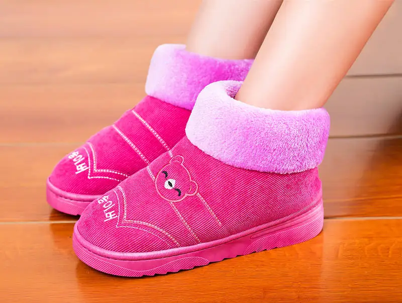 Hgih/качественные женские тапочки; зимняя обувь; теплые домашние тапочки унисекс на плоской подошве с круглым носком; женская плюшевая обувь