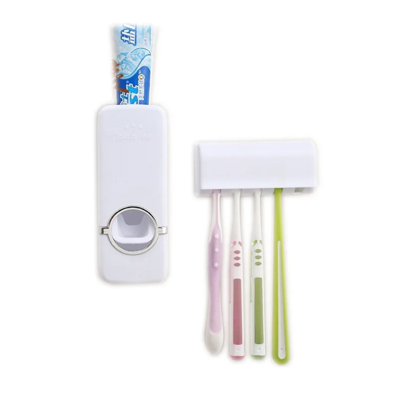 

Plastic Automatic Toothpaste Dispenser Hole Punched Lazy Fully Automatic Toothpaste Squeezing Machine Toothbrush Shelf Set