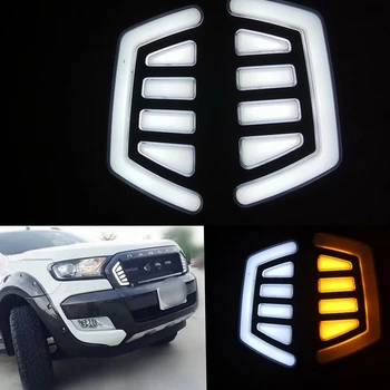 

CSCSNL 2PCS LED DRL Daytime Running Light Daylight fog lamp with Turn Signal GRILLS LAMP For Ford Ranger 2015 2016 2017 2018