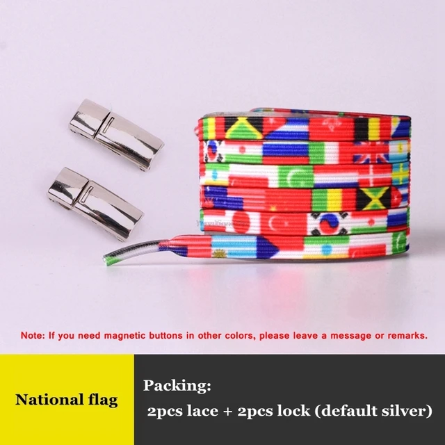 New Rainbow Magnetic Lock Shoelaces Elastic No tie Shoe laces Sneakers Shoelace Kids Adult Lazy Laces One Size Fits All Shoes National flag