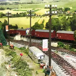 Poste de línea eléctrica a escala 1:87, poste de utilidad a escala OO/HO, diseño de ferrocarril modelo, trenes modelo, vías de riel modelo