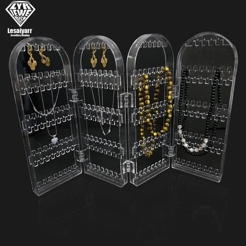 120/180/240/360holes Plastic Clear Earrings Studs Display Rack Folding Screen Earring Jewelry Display Stand Holder Storage Box