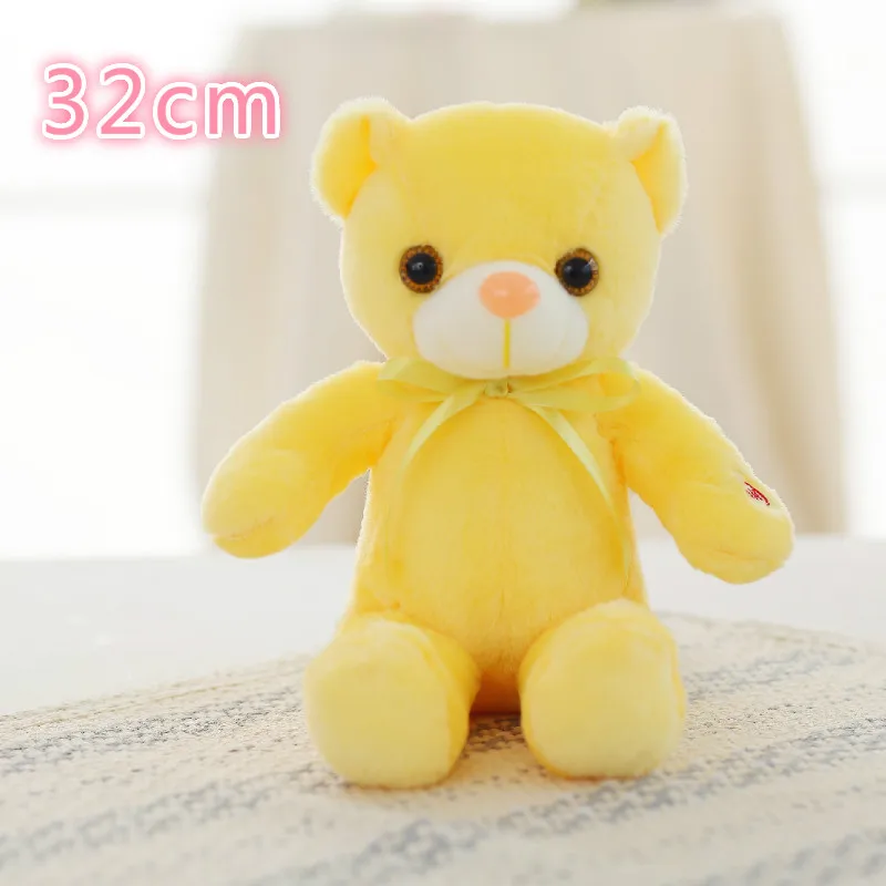 32cm Yellow Bear 50 см красочные светящиеся плюшевая собака светодиодный светильник Подушка Детские Мягкие игрушки кукла животного подарок на день рождения для ребенка - Цвет: 32cm Yellow Bear