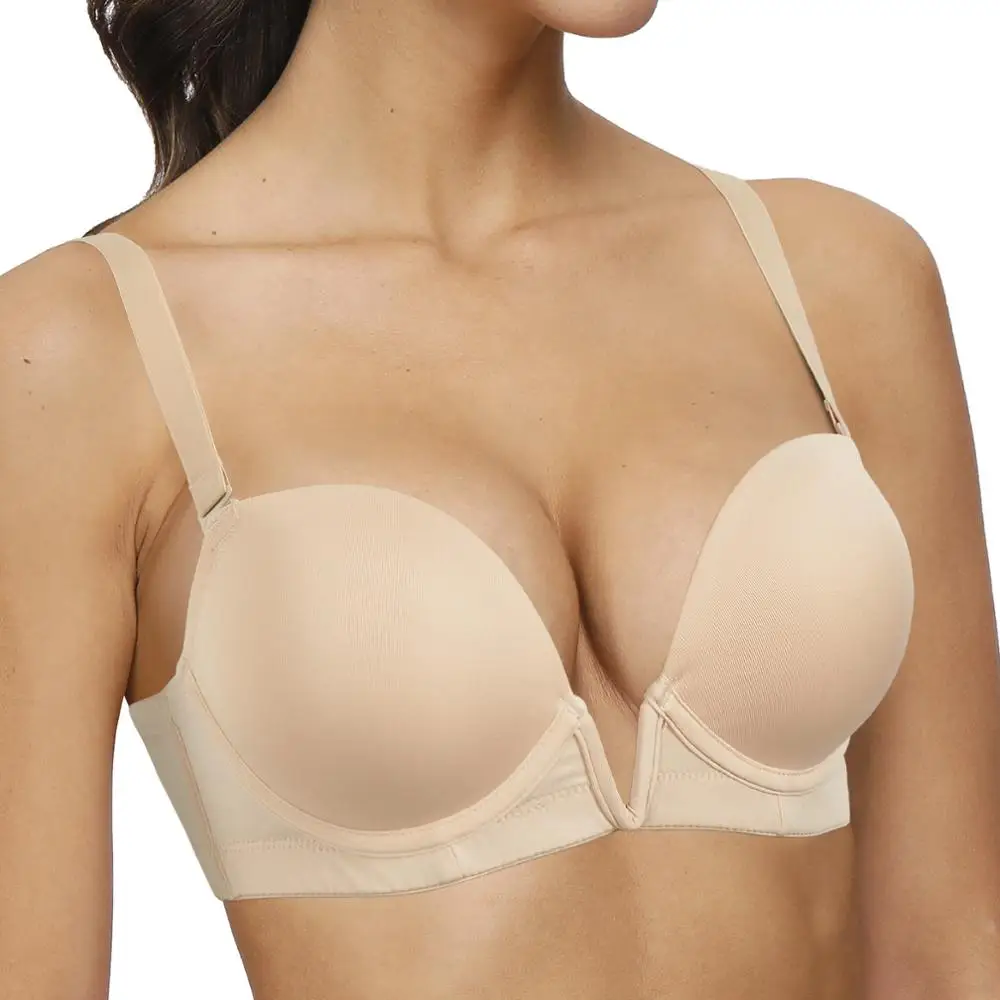 

Женский бюстгальтер с глубоким вырезом Vgplay, толстые мягкие бюстгальтеры пуш-ап для маленькой груди, женские U-образные бюстгальтеры с двумя чашками для платья