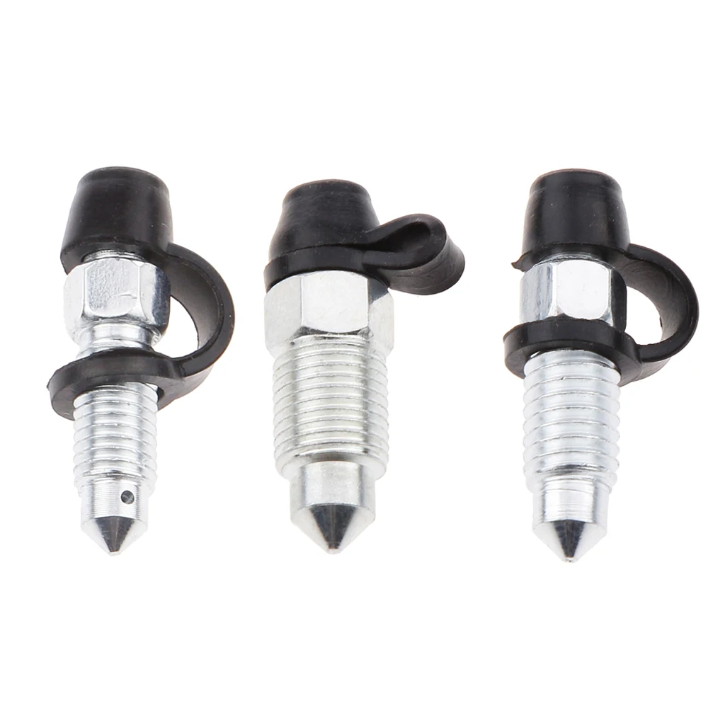 Steel Brake Caliper Bleed Screw Nipple for Motorcycle 3 x brake bleeder screw caps