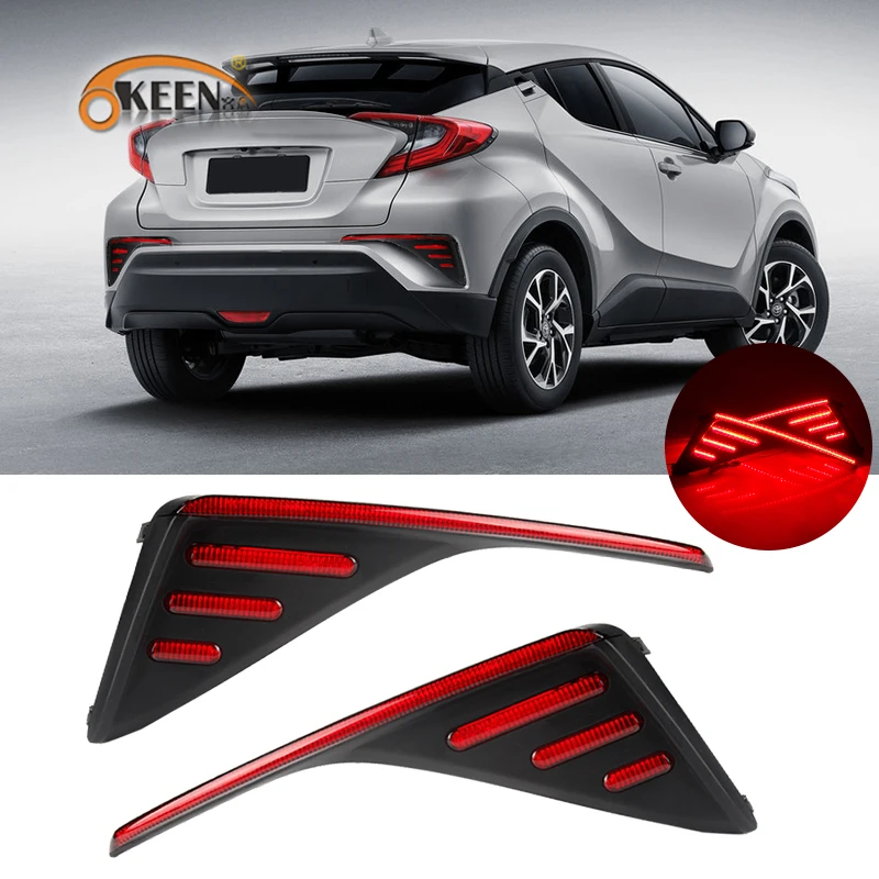 

2pcs For TOYOTA C-HR CHR 2016 2017 2018 2019 LED rear bumper lights brake light DRL running daylight reflector Fog LAMP