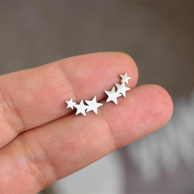 Steel Tiny Crescent Moon Stud star Earrings Boho Jewelry. Minimalist Earrings Gift