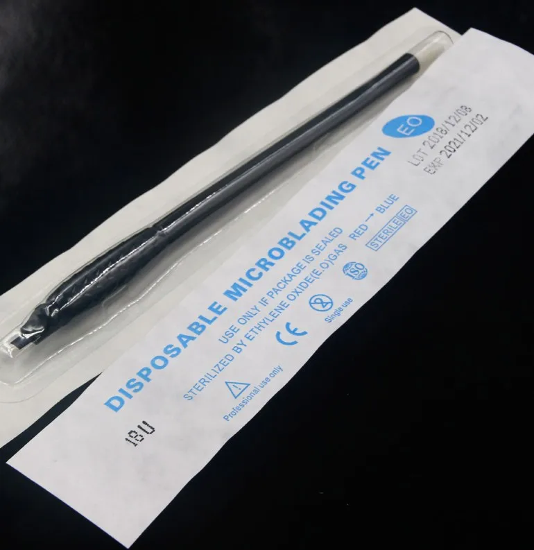 blister pack Лучшие продажи 100 шт бровей одноразовые, для микрообработки Ручка микро 0,15 мм 18U ручная вышивка постоянный макияж держатель для инструментов для нанесения татуировки CE - Цвет: blister pack