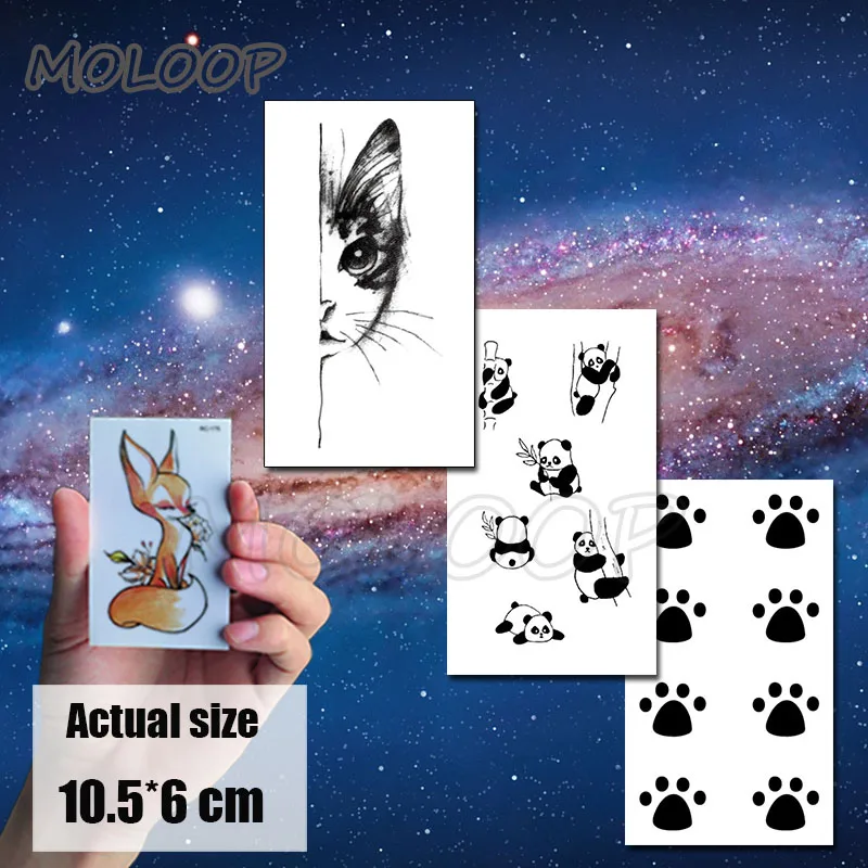 Temporary Tattoo Water Transfer Tatoo Sticker Tattoo Black Panda Paw Print Cat Tatto Body Art Fashion Tatoo Girl Boy Arm Tatto