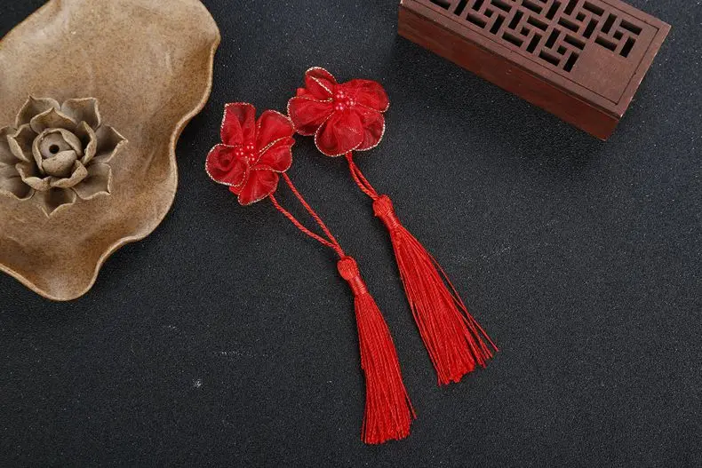 2 шт./упак. ретро кружева цветок кисточкой кулон дети шпилька для волос девушка одежда в китайском стиле аксессуары для украшения волос