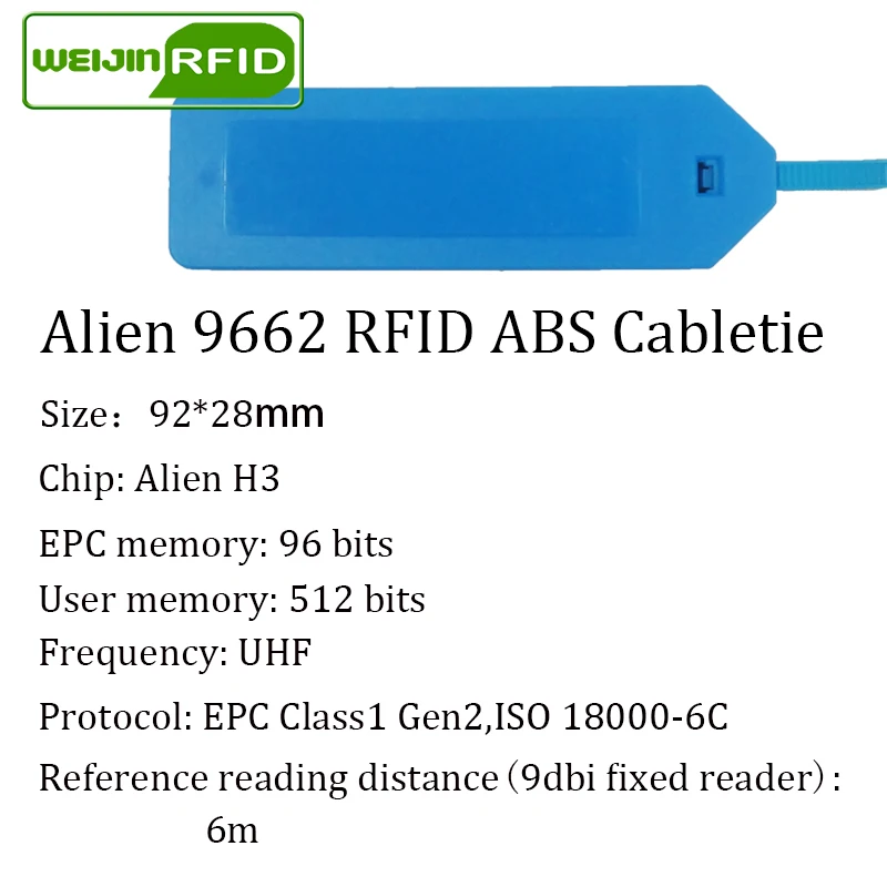 UHF RFID ABS кабельные стяжки Alien 9662 EPC Gen2 6C 915m 868m 860-960MHZ Higgs3 5 шт. длинный диапазон Смарт пассивные RFID метки