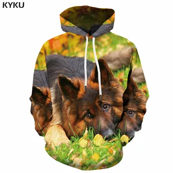 

KYKU Brand Wolf Hoodie Men Funny Hoody Anime Animal Hooded Casual Harajuku Sweatshirt Printed Leisure 3d Printed Mens Clothing