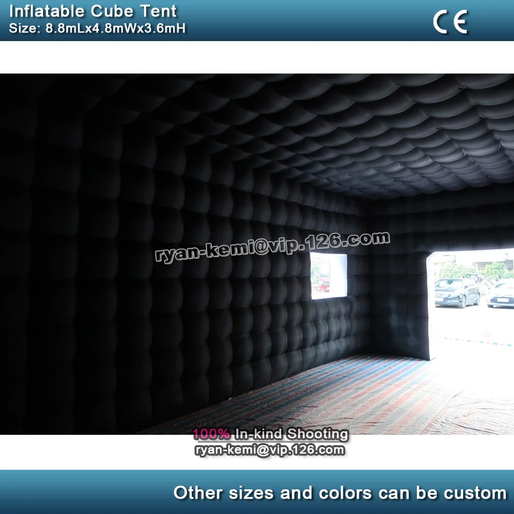 Giant Inflatable Cube Tent Black 8.8m Dome Igloo Lawn Blow Up Air Roof House Room Marquee Cover For Outdoor Party Events 6