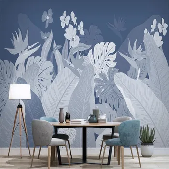 

milofi custom wallpaper mural 3D Nordic hand-painted tropical plants leaf flowers TV sofa background wallpaper mural