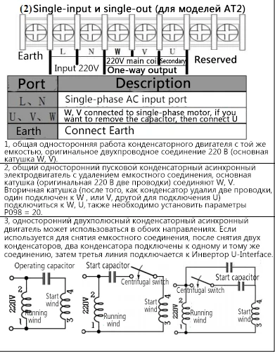 0,45 кВт/0,75 кВт/1.5кВт/2.2квт AT2 VFD однофазный 220 В и однофазный преобразователь частоты привод однофазный двигатель скорость