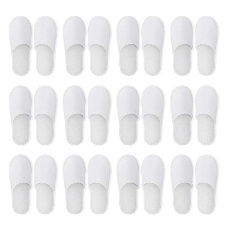 AUAU-одноразовые тапочки, 12 пар одноразовых тапочек с закрытым носком, подходящих размеров для мужчин и женщин, для гостиниц, для гостей спа,(белые