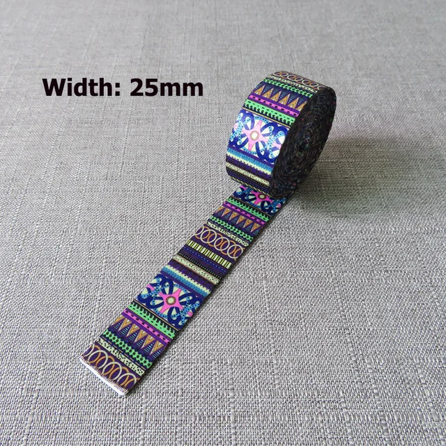 5Yards Width 25mm 38mm Webbing Yoga Belt Tape Strap Rope Dog Pet Collar Leash Harness Backpack Bag Garment Ribbons DIY Accessory Ethnic Style A 25mm