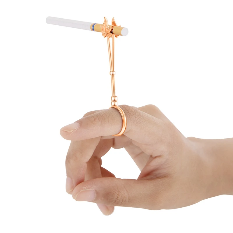 Ring Set Finger Ring New Cigarette Holder Ring Frame Retro Portable Metal Finger Clip Gift Set Color Maple Leaf Personality Ring Smoking Accessories