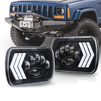 

2PCS 5*7inch LED Headlights With Turn Signal DRL Hi Lo Beam Light For Wrangler LED Headlights