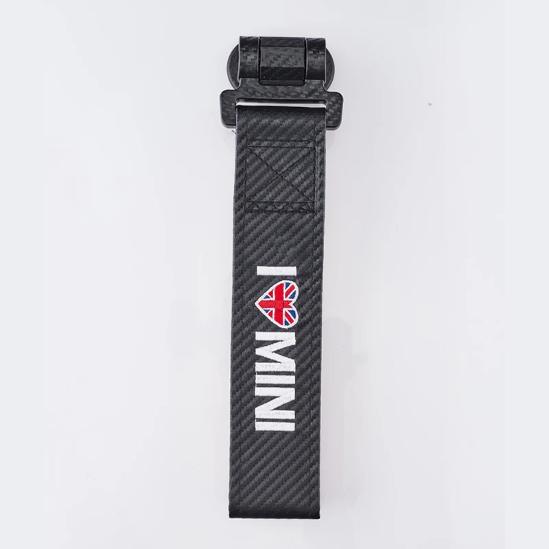 

Car TOW for I LOVE MINI emblem trailer belt carbon fiber style cloth bumpers glue sticker for JDM accessories