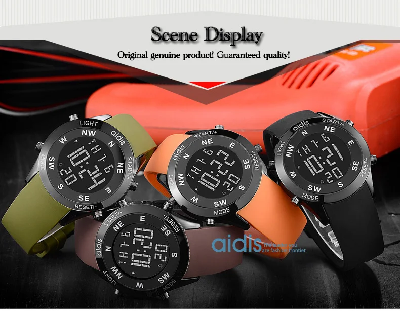 Различные цвета подсветки выбирают спортивные светодиодные часы для студентов альпинизма Электронные Водонепроницаемые цифровые наручные часы