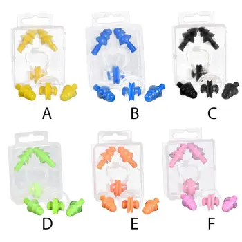 

Silicone Swimming Earplug Nose Clip Set Waterproof Protector Watertight Diving Surf Pool Accessories Box Package for Adult Kids