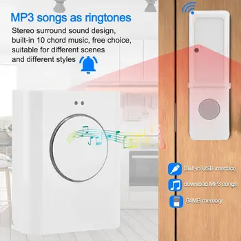 

Wireless DoorBell 200M Remote Home Door Bell MP3 Download Cordless Door Bell Ring doorbell timbre inalambrico Waterproof